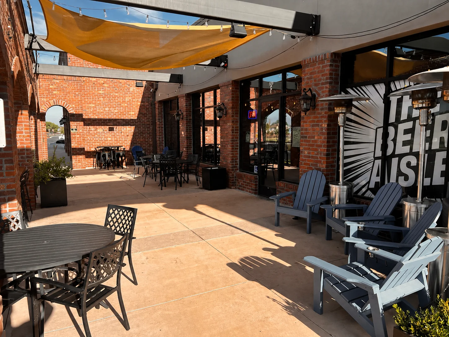 The Beer Aisle sunny outdoor patio